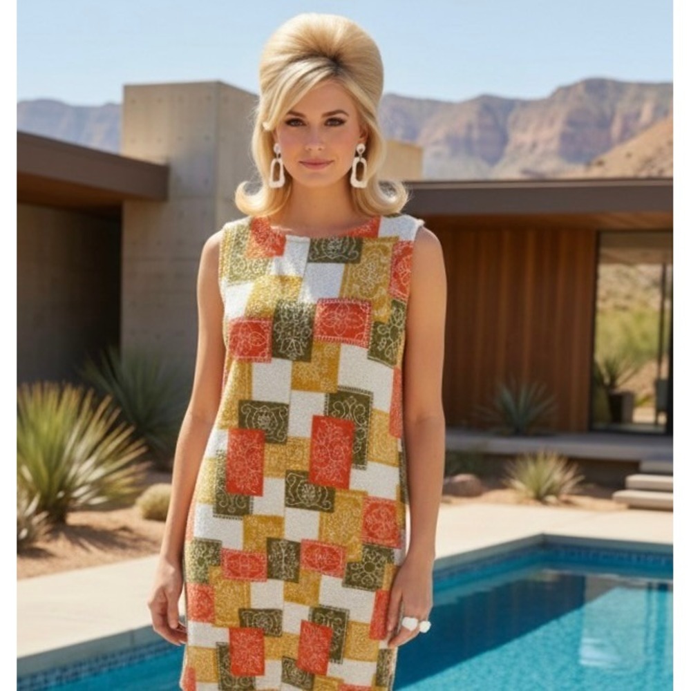 1960s Union Made Vintage Towel Coverup MCM ILGWU‎ Mod Medium
